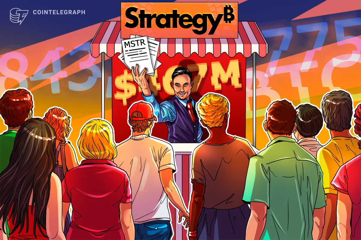 Strategy vende 466,7 millones de dólares en acciones MSTR y mantiene intactos sus 843.775 BTC